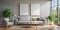 Dual Canvas Living Area large format posters mockup AI-Created Content