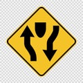 Dual carriage way ahead sign on transparent background Royalty Free Stock Photo