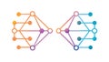 Dual Clusters of Abstract Network Nodes, Data Exchange, vector design Generative AI Royalty Free Stock Photo