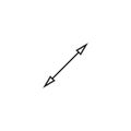 Dual double ended arrow. Geometric mathematical thin short straight diagonal two sided arrow.