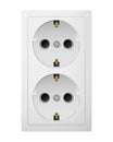 Dual electrical socket Type F. Receptacle from Europe. Royalty Free Stock Photo