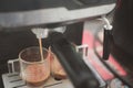 Dual espresso being made from a commercial grade machine in a local coffee shop Royalty Free Stock Photo