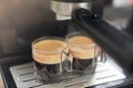 Dual espresso being made from a commercial machine Royalty Free Stock Photo