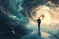 Dual existence: An artistic depiction of a parallel universe, blending abstract elements and surreal visuals