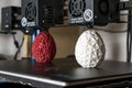 Dual extruder 3d printer which finished printing two bicolor egg model, idex technology