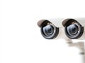Dual focus close up of high definition camera lenses motion blur effect symbolizing precision advanced optics intersection of