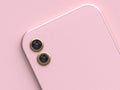 3d rendering dual gold camera pink smart phone