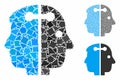 Dual head connection Mosaic Icon of Ragged Parts