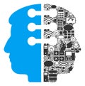 Dual Head Interface Mosaic Icon for BigData Royalty Free Stock Photo