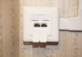 dual LAN RJ45 socket, wall mounted Royalty Free Stock Photo