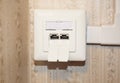 dual LAN RJ45 socket, wall mounted Royalty Free Stock Photo