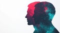 Dual Mind Cosmic Galaxy  Abstract Head Silhouette  Inner Thoughts  Universe Concept Royalty Free Stock Photo
