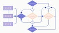 Dual Path Process Flowchart with Merging Decisions, vector design Generative AI Royalty Free Stock Photo