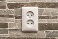 Dual power socket connecting electrical appliances at home energy on the wall