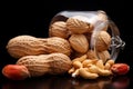 Dual presentation Isolated peanuts displayed in shell and peeled Royalty Free Stock Photo