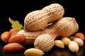 Dual presentation Isolated peanuts displayed in shell and peeled Royalty Free Stock Photo