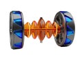 Dual rotating discs with interference pattern Royalty Free Stock Photo