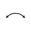 Dual semi circle arrow. Vector illustration. Semicircular curved thin long double ended arrow.