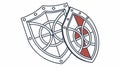 Dual Shields Interlocked Vector Icon, Combined Protection, vector design Generative AI Royalty Free Stock Photo