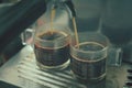 Dual shot espresso being made from machine Royalty Free Stock Photo