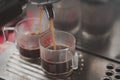 Dual shot espresso being made from machine Royalty Free Stock Photo