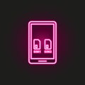 Dual sim card phone neon style icon. Simple thin line, outline vector of telecommunication icons for ui and ux, website or mobile