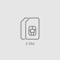 Dual SIM icon sign. Double SIM card symbol vector illustration. Royalty Free Stock Photo