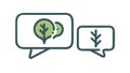 Dual Tree Chat: Environmental conversation and community dialogue. vector design Generative AI Royalty Free Stock Photo