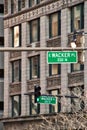 Dual `Wacker Pl` signs depicting where Wacker splits off near Wabash Avenue. Royalty Free Stock Photo