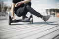 Dual Wheel Self Balancing Electric Skateboard. electrical scooter outdoors Royalty Free Stock Photo