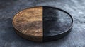 Duality Of Gold And Black. Contrast Concept. Abstract Circle In Split Tone. Minimalistic Background Royalty Free Stock Photo