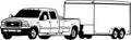 Dually Pickup truck and enclosed trailer illustration Royalty Free Stock Photo