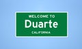 Duarte, California city limit sign. Town sign from the USA.