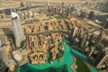 Emaar building and downtown, View from Burj Khalifa, Dubai, United Arab Emirates, Middle East. Royalty Free Stock Photo