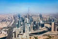 Dubai aerial view of downtown skyscrapers with Burj Khalifa Royalty Free Stock Photo