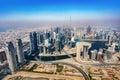 Dubai aerial view of downtown skyscrapers with Burj Khalifa. Royalty Free Stock Photo