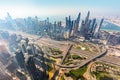 Dubai aerial view of marina skyscrapers at sunset