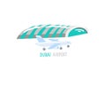 Dubai airport - hand drawing icon in flat style, United Arab Emirates