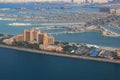 Dubai Atlantis Hotel The Palm Jumeirah Island aerial view photography Royalty Free Stock Photo