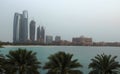 Dubai buildings skyscrapers palms sea Royalty Free Stock Photo