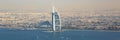 Dubai Burj Al Arab Hotel boats panorama panoramic aerial view ph Royalty Free Stock Photo