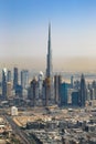 Dubai Burj Khalifa building Downtown vertical aerial view photography Royalty Free Stock Photo