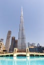 Dubai Burj Khalifa Kalifa skyscraper building skyline architecture portrait format in United Arab Emirates