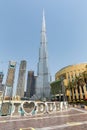 Dubai Burj Khalifa Kalifa skyscraper building skyline architecture portrait format in United Arab Emirates
