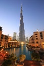 Dubai Burj Khalifa skyscraper night evening twilight blue hour Royalty Free Stock Photo