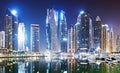 Dubai canal Marina skyline panorama at night, United Arab Emirates Royalty Free Stock Photo