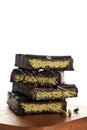 Dubai Chocolate, Dark Chocolate FIlled with Pistachio Paste and Kunefe Royalty Free Stock Photo