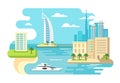 Dubai City Beach Skyline Royalty Free Stock Photo