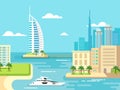 Dubai City Beach Skyline Royalty Free Stock Photo