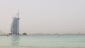 Dubai city day time famous hotel beach padle board ride 4k uae